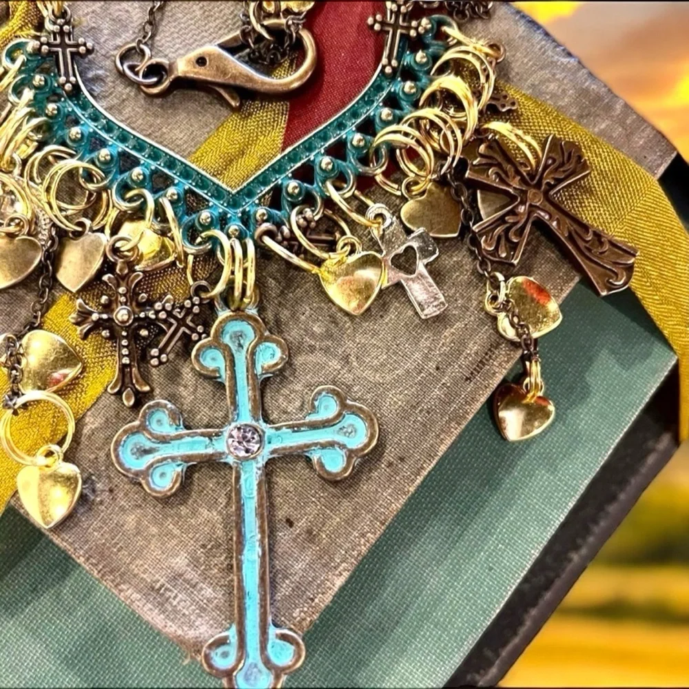 Cross statement necklace. Boho spiritual necklace. Beautiful and full of grace.